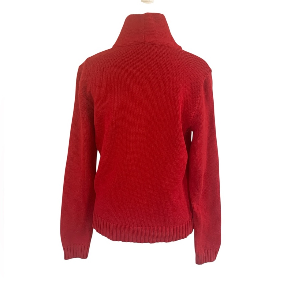 Lauren Ralph Lauren Red Button Shoulder Cotton Sweater Size M Nautical - Picture 4 of 7